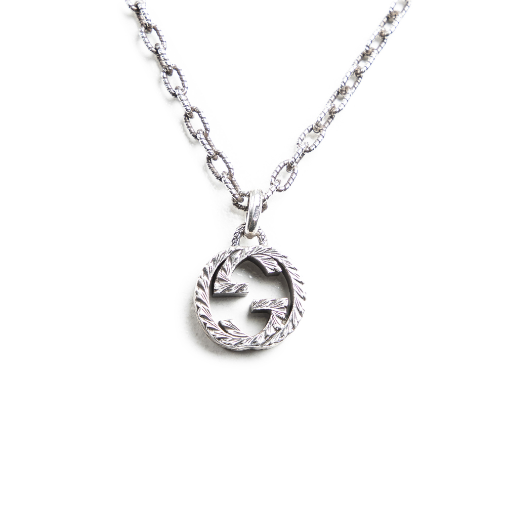 Gucci GG Round Pendant Interlocking Necklace   in Silver Silver Brass - Picture 2 of 3